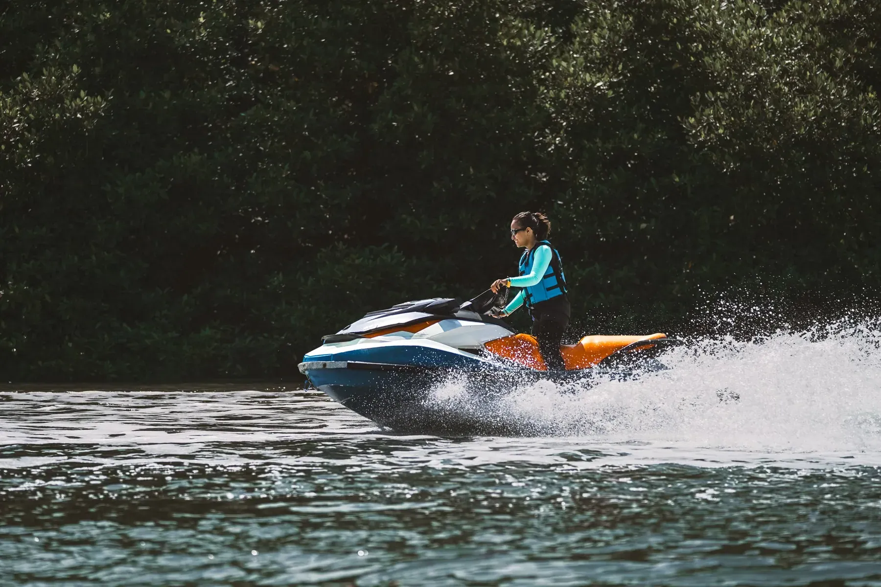 Woman riding a jet ski in Kuta Selatan, Bali